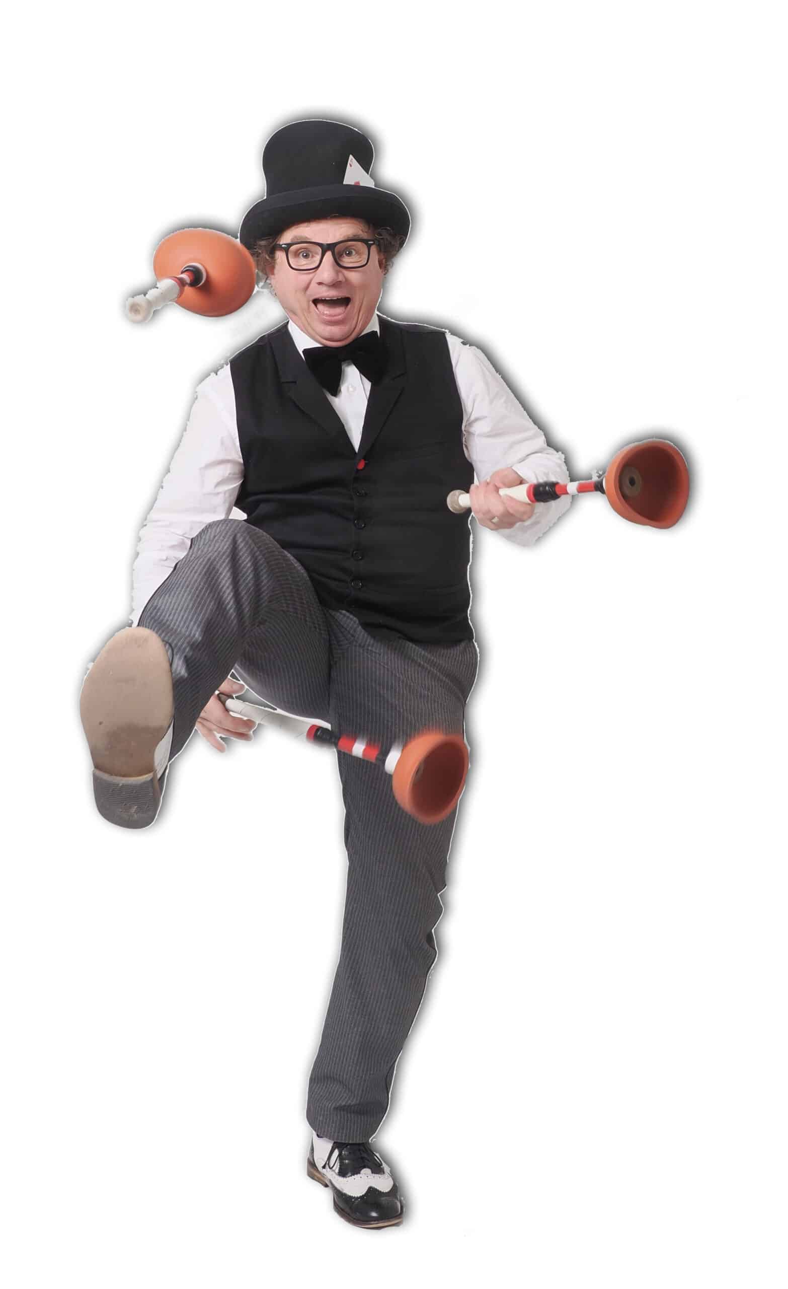 Jongleur mit Keulen